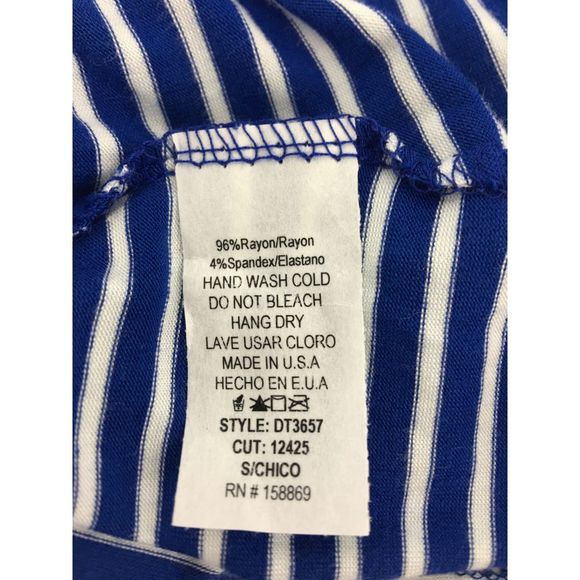 NWT Promesa Striped Soft Rayon Navy White Button Top Womens Size 14 - Picture 6 of 7